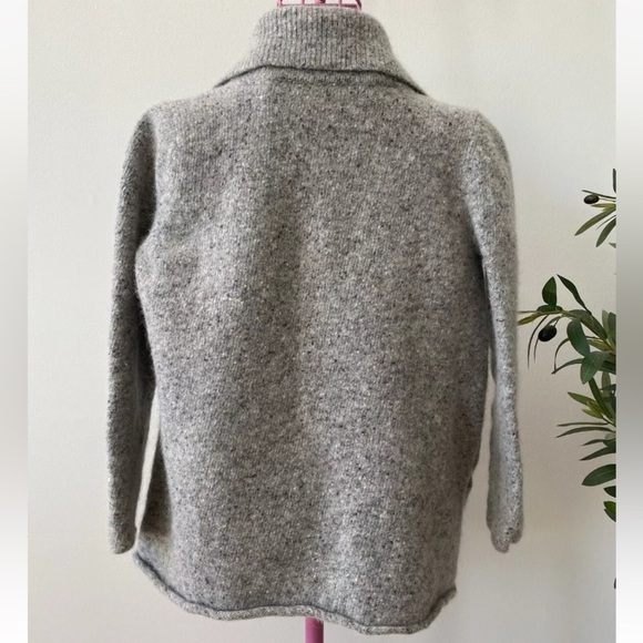 Eileen Fisher Wool Mohair Cardigan Sweater Womens Size L Grey Open Front Pockets - Picture 10 of 14